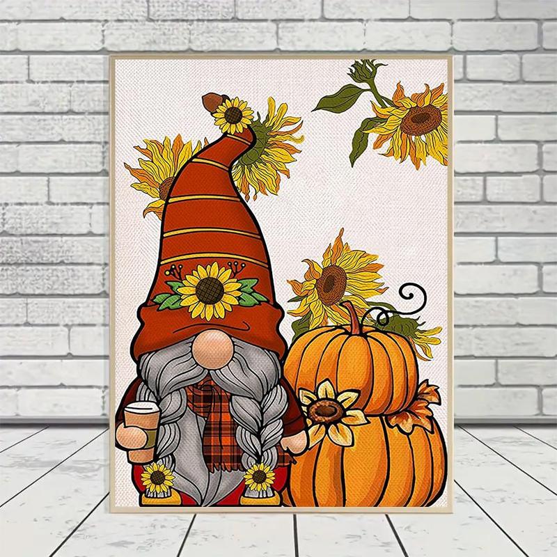 Sunflower & Gnome Pattern DIY Diamond Arts Colorful Painting Kit Without Frame, DIY 5D Diamond Arts Colorful Painting Kit, Wall Art Decor