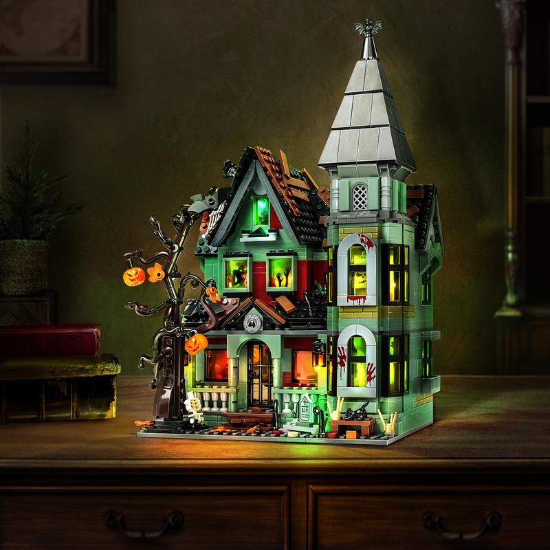 2024 Newest Haunted House Building Blocks Set with LED Light, Perfect Halloween Toys and Gifts for Fans and Kids (1196 pcs)