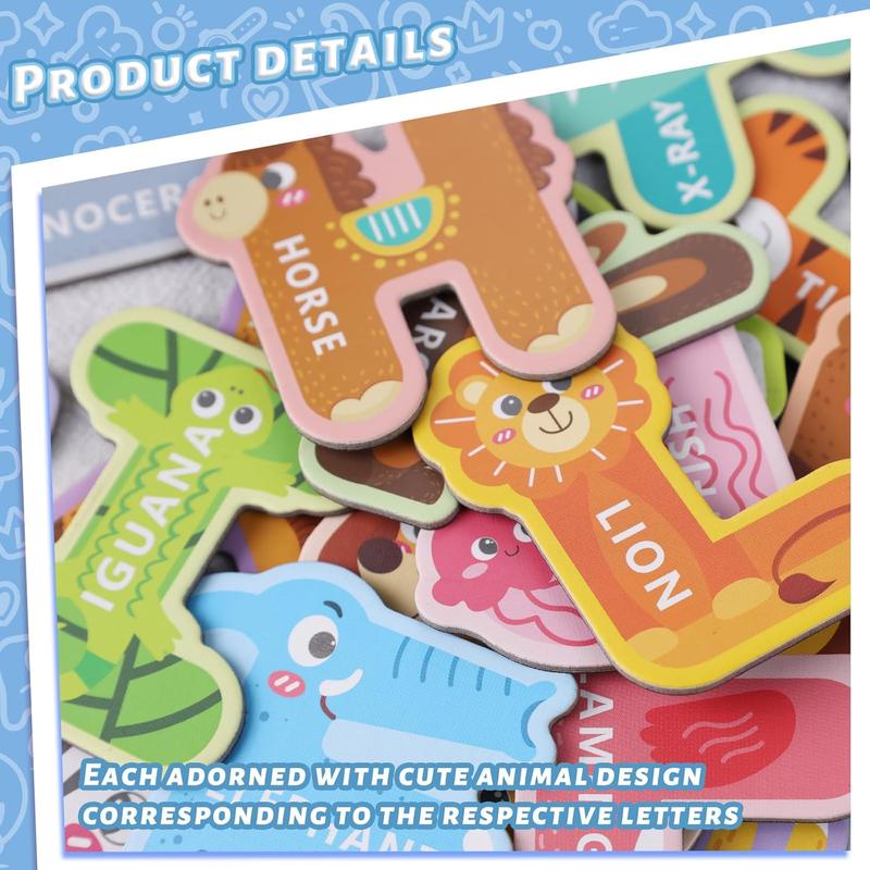 26PCS Large Magnetic Letters, Cute Animal Letters ABC Magnets Colorful Capital Toys, Used for Refrigerator Education Spelling Learning Games