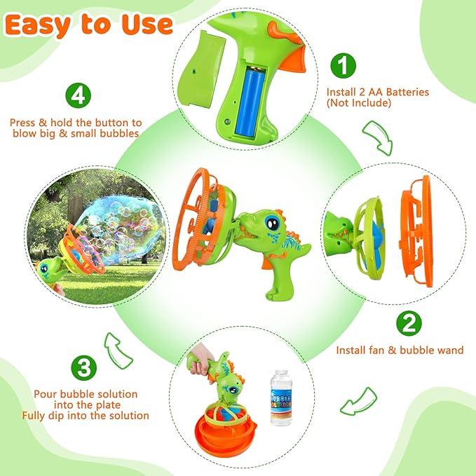 Bubble Machine, Dinosaur Bubble Machines for Children, Toy with Bubble Solution, Boys Girls Games Garden Outdoor Easter Gifts Toy Bubble Machine 3 4 5 6 7 8 Years