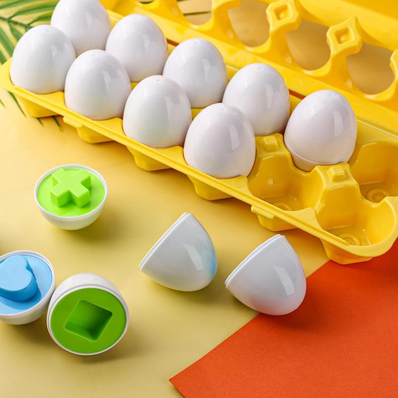 12PCS Matching Eggs Shape sorter Toy Educational Toy for Kids Easter Toy Eggs for Boys Girls