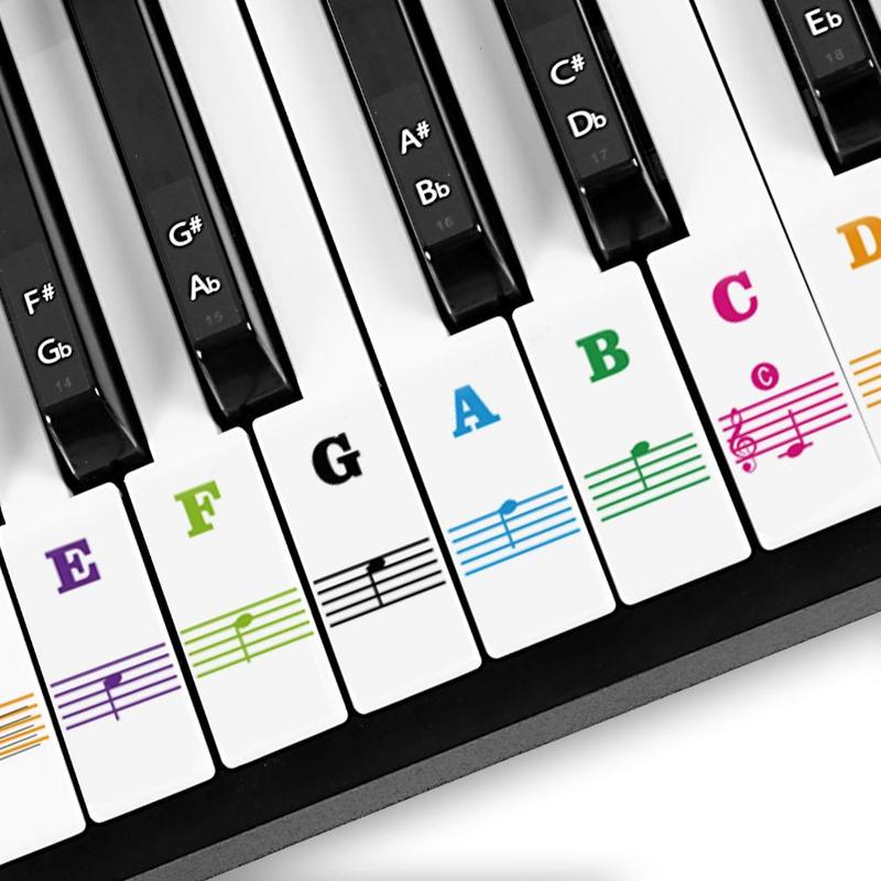 Bold Letters Piano Stickers, 1 Count Piano Keyboard Stickers, Removable Note Label Stickers For Beginners & Kids