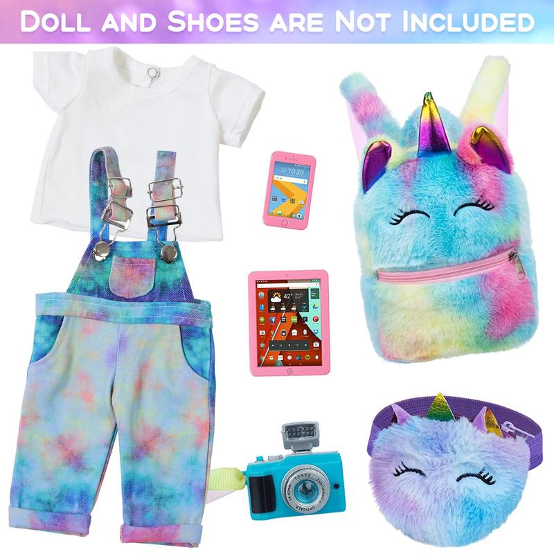 7 United States 18 Inch Doll Clothes & Accessories Set - Including Doll Backpack, Waist Pack, Toy Phone, Toy Tablet, Camera (No Doll)