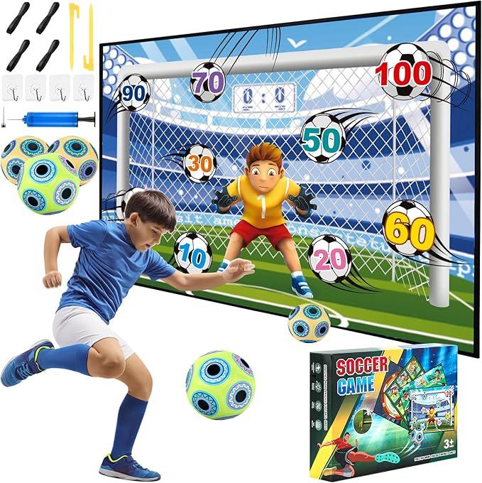 Soccer Ball Games for Kids, Soccer Goal Game with 3 Inflatable Velcro Balls, Indoor and Outdoor Backyard Games Toys for Ages 5-7 8-12, Soccer Gifts for 3 4 5 6 7 8 Year Old Boy Toys basketball toy