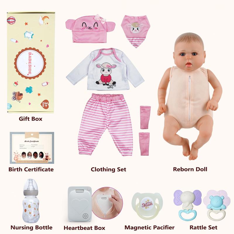 BABESIDE Reborn Baby Dolls with Voice Heartbeat and Breathing - Bailyn, 20 inches Realistic Newborn Soft Baby Dolls with Toy Accessories Gift Set for Kids Age 3+