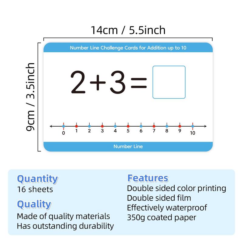 Dry Erase Number Line Cards Set, 16pcs set Math Manipulative Game with Addition & Subtraction Activities, Number Chart Learning Cards Set