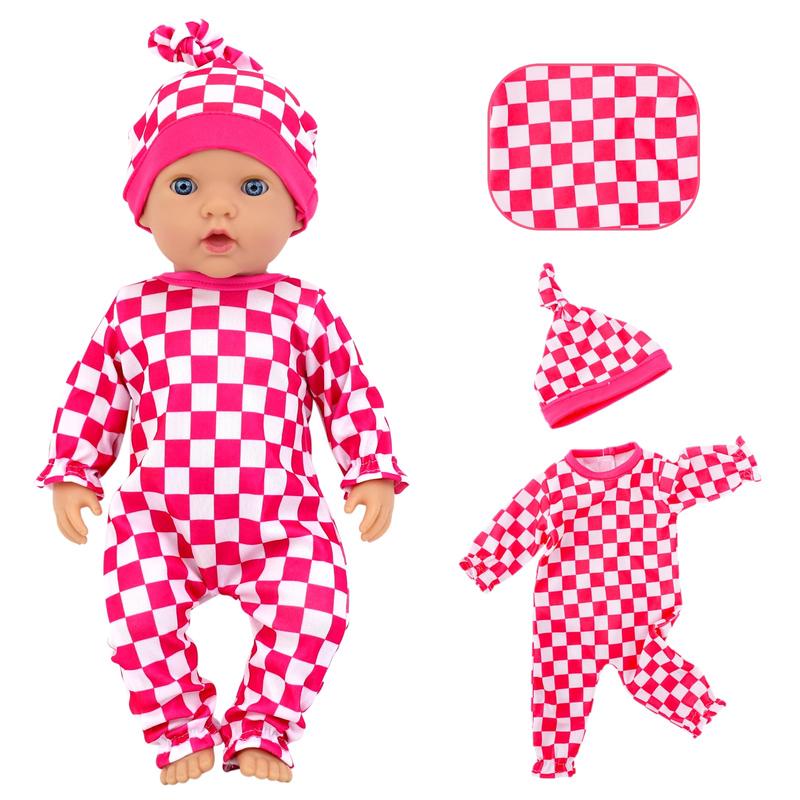 5 Sets Baby Doll Clothes with Sleeping Cap for 14-18 Inch Doll 10 Pcs Baby Doll Accessories Outfits Casual Wear for 17 Inch Doll