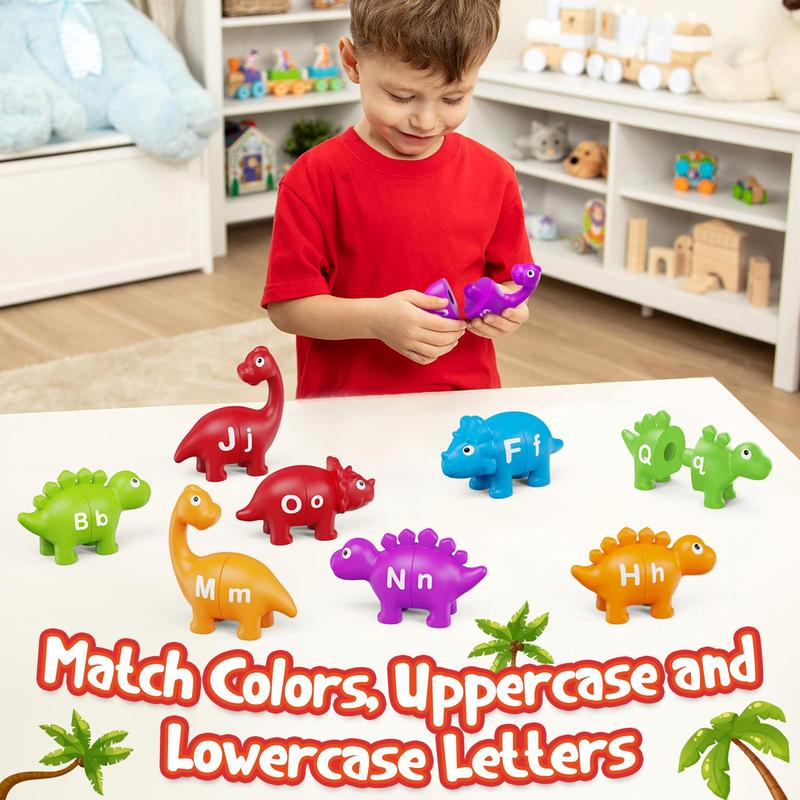 Kasfalci Alphabet Learning Toys, Dinosaur Toys,Matching Letter Game, Color Sorting, Educational Montessori Fine Motor Toys, Learning Activities