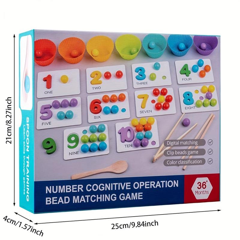 Number Cognitive Operation Bead Matching Game, 1 Set Christmas Colorful Bead Matching Puzzle, Preschool Maths Toy, Learning Toy, Fall Gift, Thanksgiving Christmas Gift Set