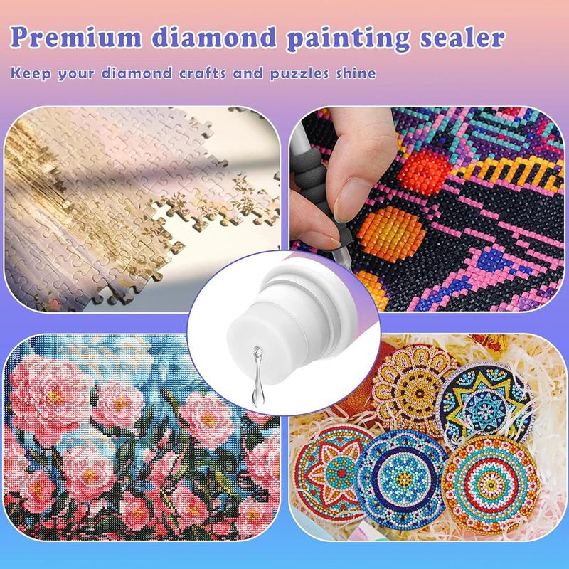 Needlework Accessories, 1 Set Professional Diamond Art Painting Sealant with Brush, DIY Diamond Arts Colorful Painting Tool for Diamond Art Painting Lovers, Christmas Gift