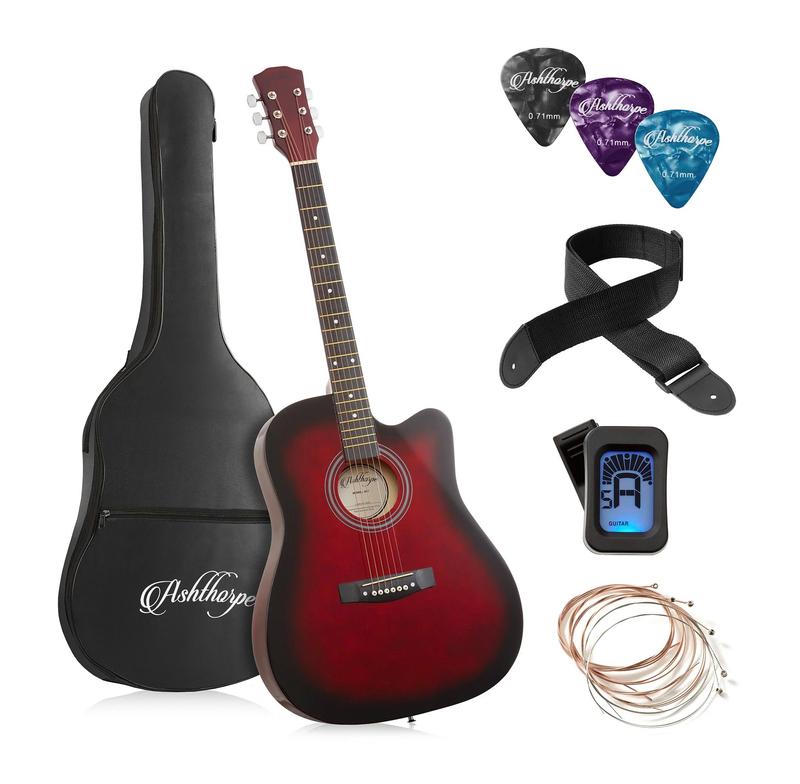 41-Inch Beginner Acoustic Guitar Starter Package, Red