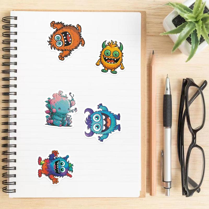 Monster Pattern Sticker, 49pcs set Cute Monster Decorative Sticker, DIY Decals for Water Bottle, Laptop, Phone Case, Scrapbooking, Journal Making