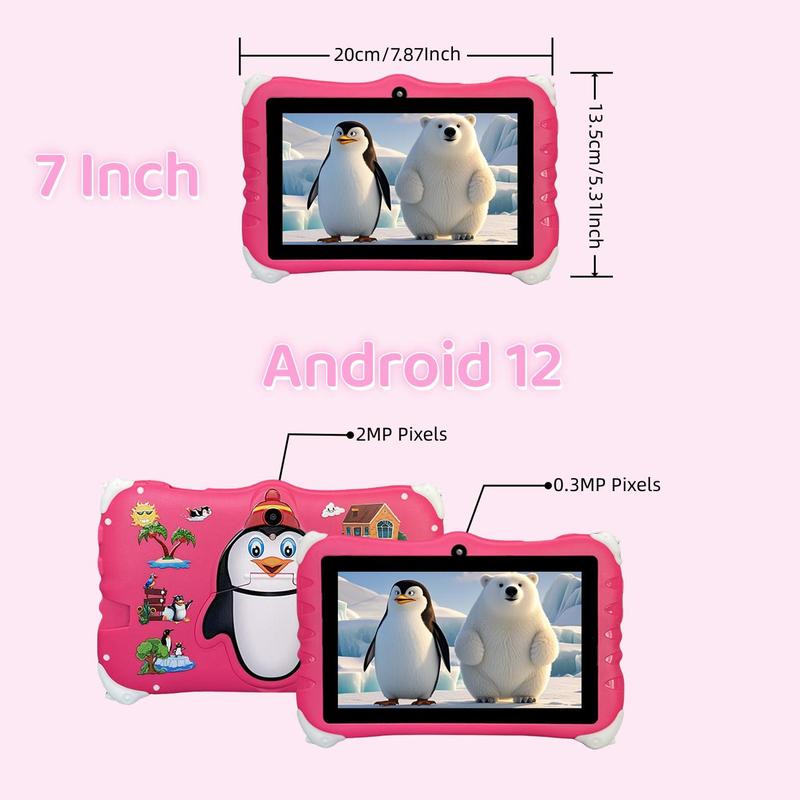 7 Inch Student Tablet, Cute Cartoon Design Tablet with Parental Control, Educational Tablet for Students, Idea Gift for Boys & Girls