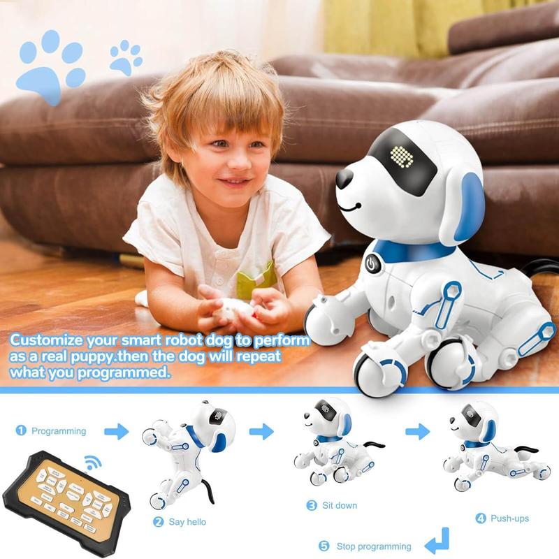 Remote Control Robot Dog Toy, Interactive RC Dog Robot Toys for Kids, Programmable Smart and Dancing Robot Toy, Imitates Animals Mini Pet Dog Robot with Sound and LED Eyes