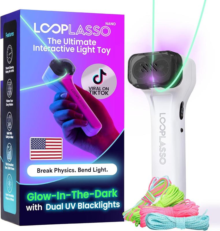 Hot Sale !!!! [best seller] Black Friday deal -Loop Lasso Nano - The Original Glow-in-The-Dark String Shooter Toy- Built-in UV Blacklight- Safe Interactive STEM Learning Toy- Viral Stocking Stuffer Gadget- Christmas gift . ideal birthday