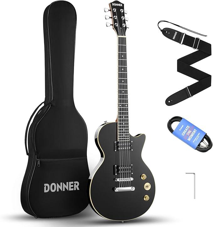 Donner 39 Inch LP Electric Guitar Solid Body Beginner Kit Sunburst Full Size, with Bag, Strap, Cable, for Beginner,DLP-124S