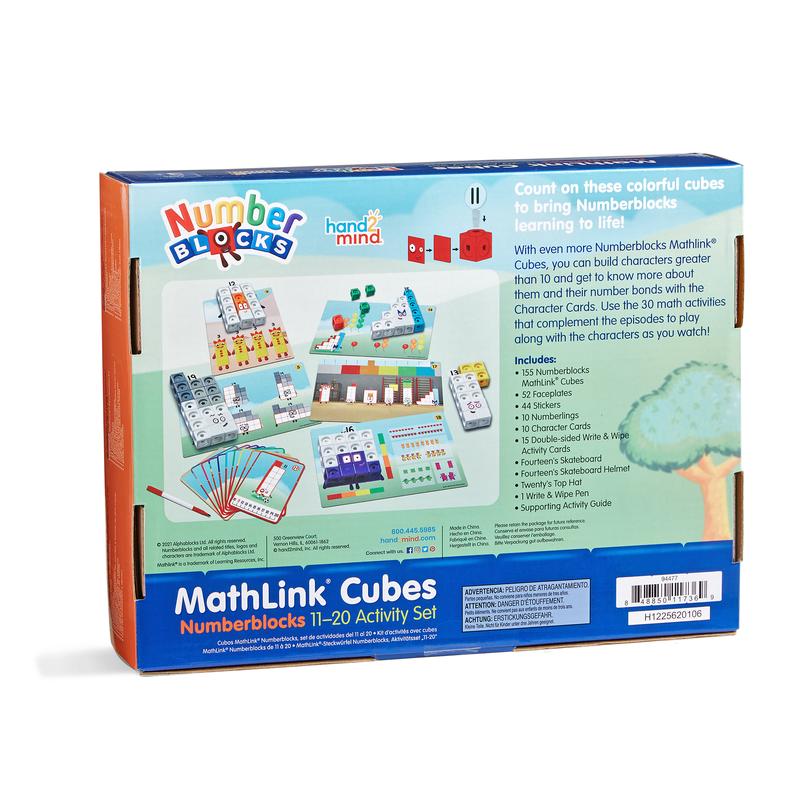 hand2mind Numberblocks MathLink Cubes 11-20 Activity Set, 30 Numberblocks Activities Linked to TV Episodes, 155 NumberBlocks MathLink Cubes, Numberblocks Toys, Math Cubes, Homeschool Supplies