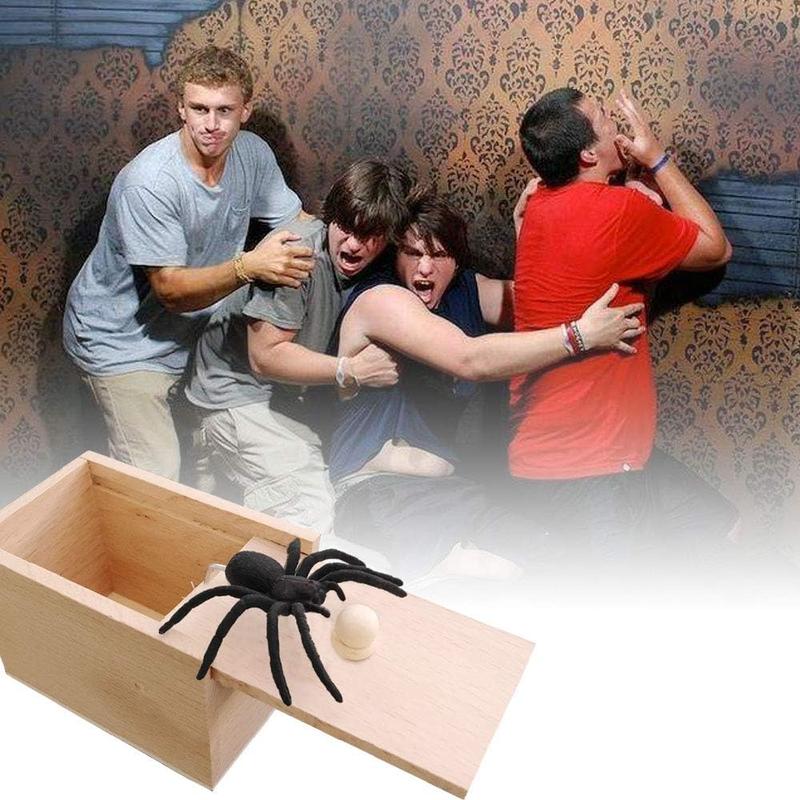 Original Spider Scare Prank Box, Hilarious Wooden Scare Box,Handmade Fun Joke Scarebox Toy,Practical Gift Toy Spider Box Prankoy Prank for Adults