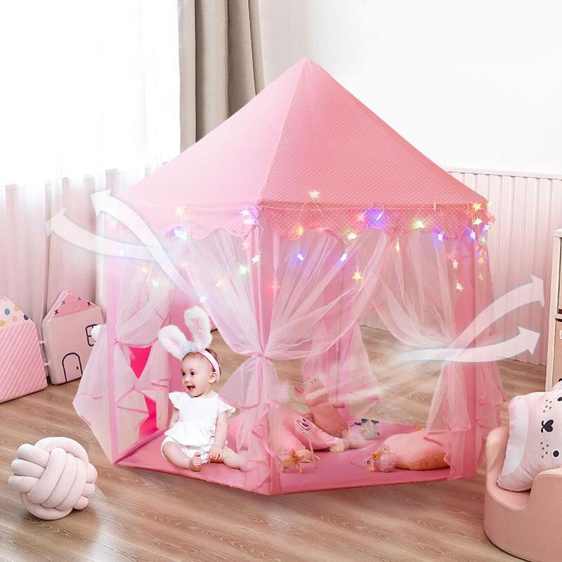 Christmas gift Princess Tent for Girls - Large Playhouse Castle with Star Lights, Tiara & Wand Toy | Indoor & Outdoor(55