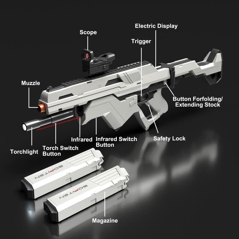 Ascend N -TRAP S3-Toy Automatic  with Tactical Vest Toy Foam Blaster with Infrared and Flashlight Power Indicator Foldable Stock for Enhanced Accuracy and Portability Perfect for Kids 8+ blackfridaydeals,Christmas gift idea