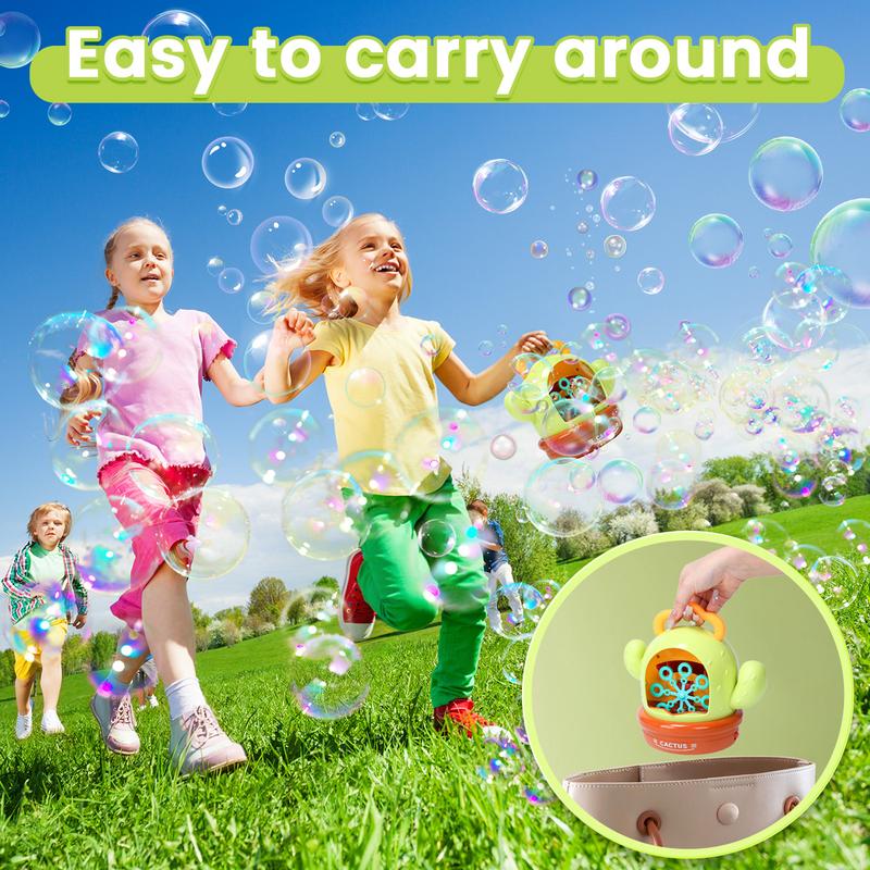 Cactus Bubble Machine Automatic Bubble Blower, 8 Wands 1000+ Bubbles Per Minute Bubble Maker with Light & Music, Bubble Toys for Outdoor Indoor Party Favor, Birthday Gift