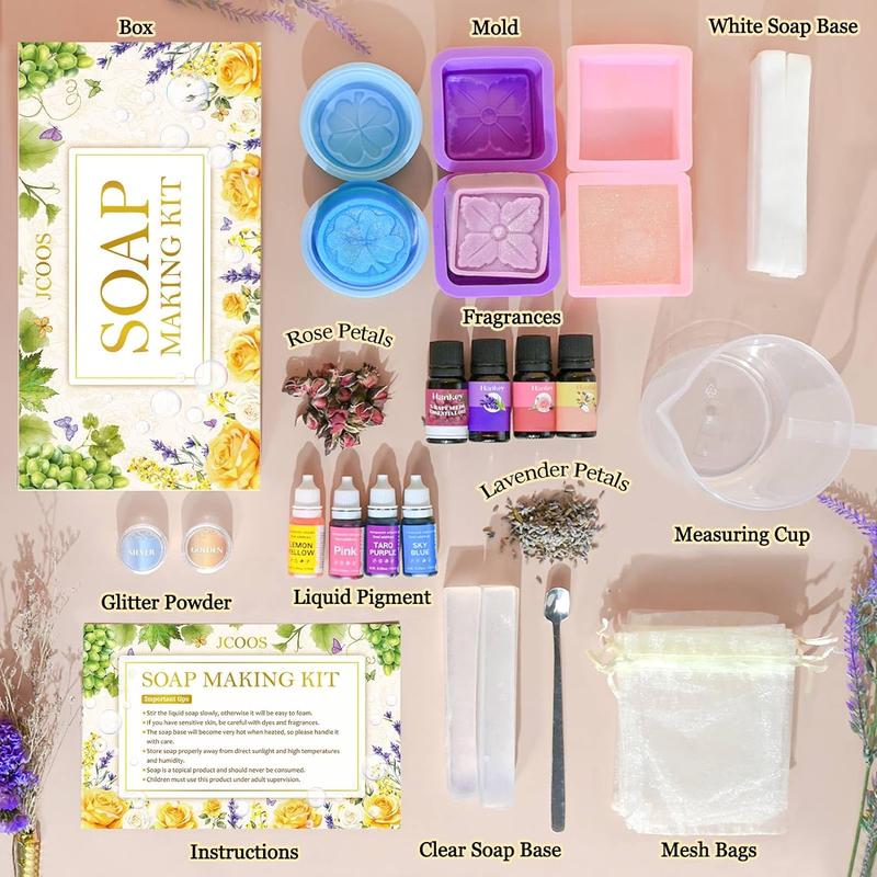 Soap Making Supplies - Melt and Pour Soap Base, Molds, Colorants, Fragrances, Glitter, Dried Flowers, DIY Kits for Adults