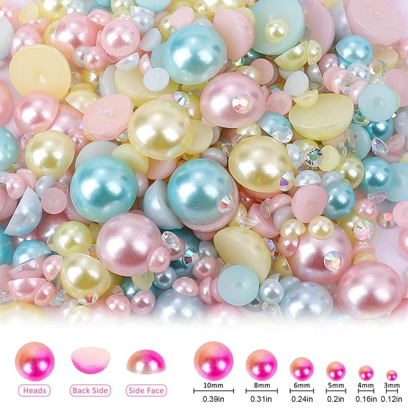 Mixed Color Faux Pearl & Rhinestone, 1200pcs box DIY Materials For Nail Art, Face Body Art Crafts, Jewelry Decoration