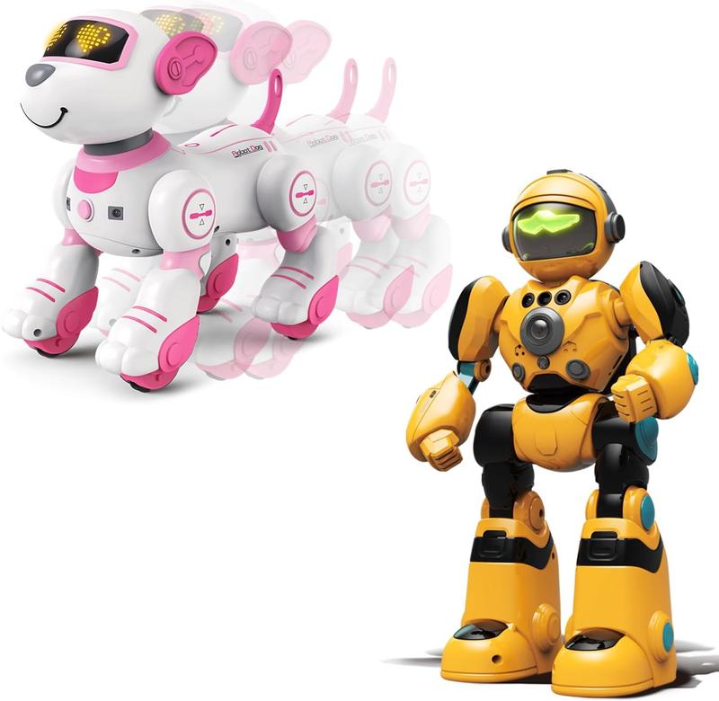 (Remote control toy 4-piece color set, robot + toy dog) Robot Dog Toys for Girls Toys Interactive Robot Toy FollowMe Robot for Kids 3-7 Intelligent Remote Control Dog with Sing Dance AI Robotics for Kids Age 3 4 5 6 7 Chrismas Birthday Gifts Girls