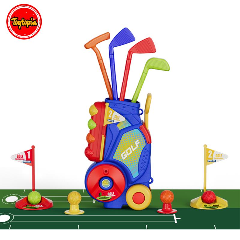 Toddler Golf Set, Upgraded Kids Golf Cart with Unique Shoulder Strap Design, Indoor and Outdoor Golf Toys for Boys and Girls Aged 3 Years Old, Blue