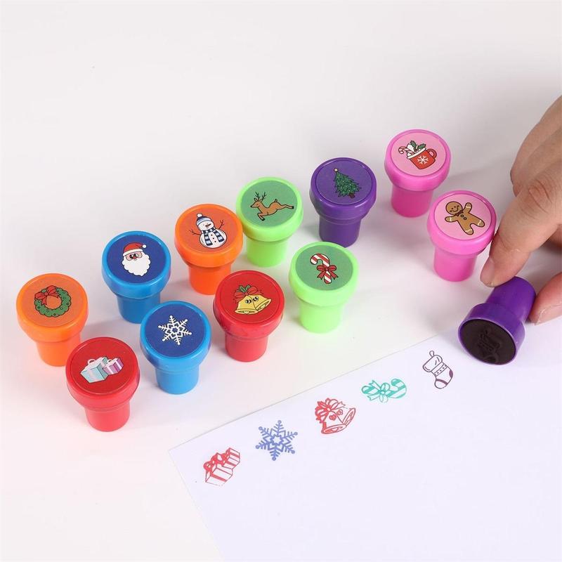 Christmas Themed Stamp, 12 26pcs Washable Stamp Set, Holiday Decorative Stamp for Greeting Card Scrapbook Journal Making