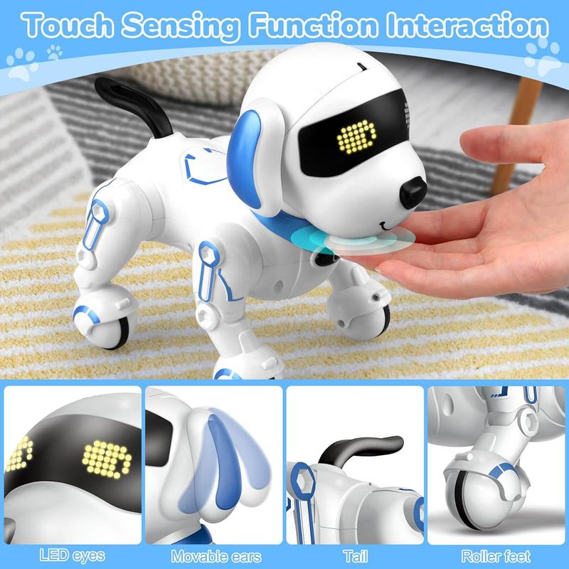 Remote Control Robot Dog Toy, Interactive RC Dog Robot Toys for Kids, Programmable Smart and Dancing Robot Toy, Imitates Animals Mini Pet Dog Robot with Sound and LED Eyes