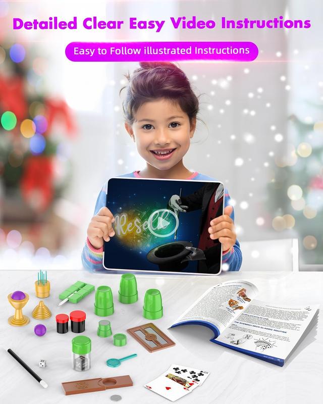 Magic Kit for Kids, 300+ Magic Tricks Perfect Toy for Boys and Girls, Magic Wand Magician Set with Instruction Manual and Video for Beginners Ages 6 7 8 9 10 11 12 Years Old