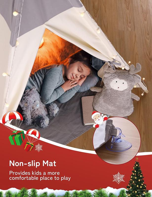 besrey kids tent, indoor play tent with star lights, 100% cotton, indoor decoration, collapsible portable, christmas gift