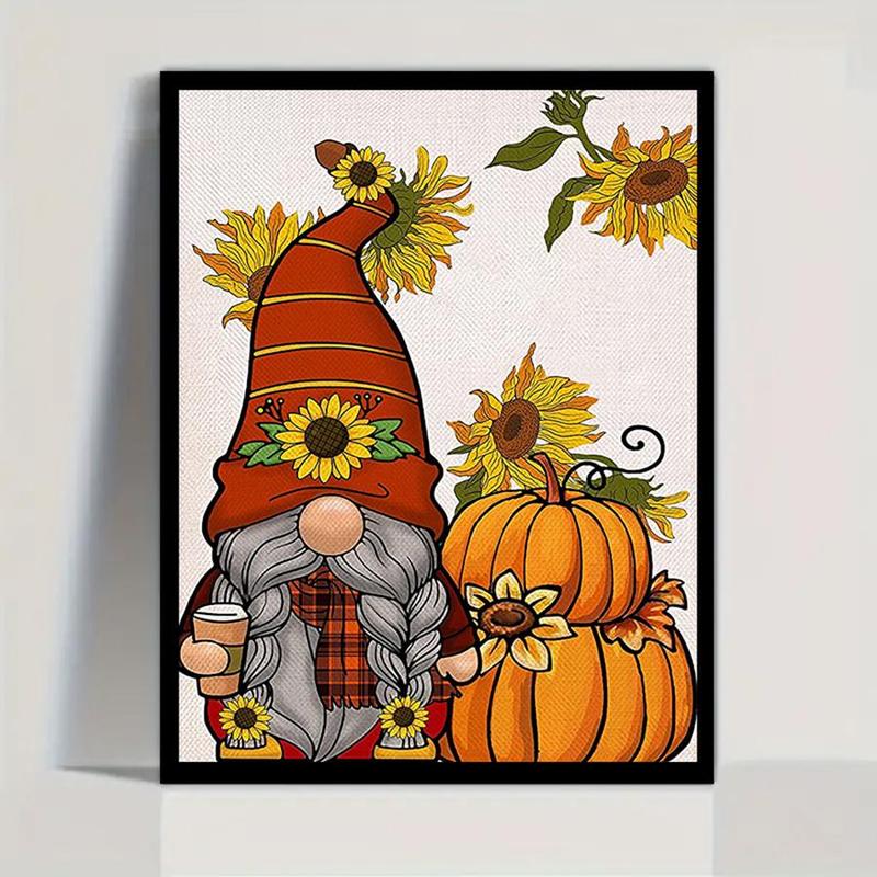 Sunflower & Gnome Pattern DIY Diamond Arts Colorful Painting Kit Without Frame, DIY 5D Diamond Arts Colorful Painting Kit, Wall Art Decor