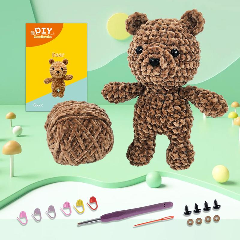 Bear Shaped Crochet Kit, 1 Set Bear Shaped Crochet Starter Kit, Crochet Starter Kit for Beginners, DIY Knitting Supplies, Handmade Knitting Supplies