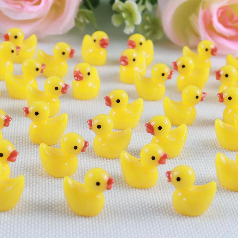 Mini Tiny Ducks, Little Duck Figures, DIY Toy Mini Resin Ducks, Plastic Small Miniature Ducks, Bulk for Dollhouse Decor, Micro Fairy Garden Landscape Aquarium Tiny Toys, Christmas Gift