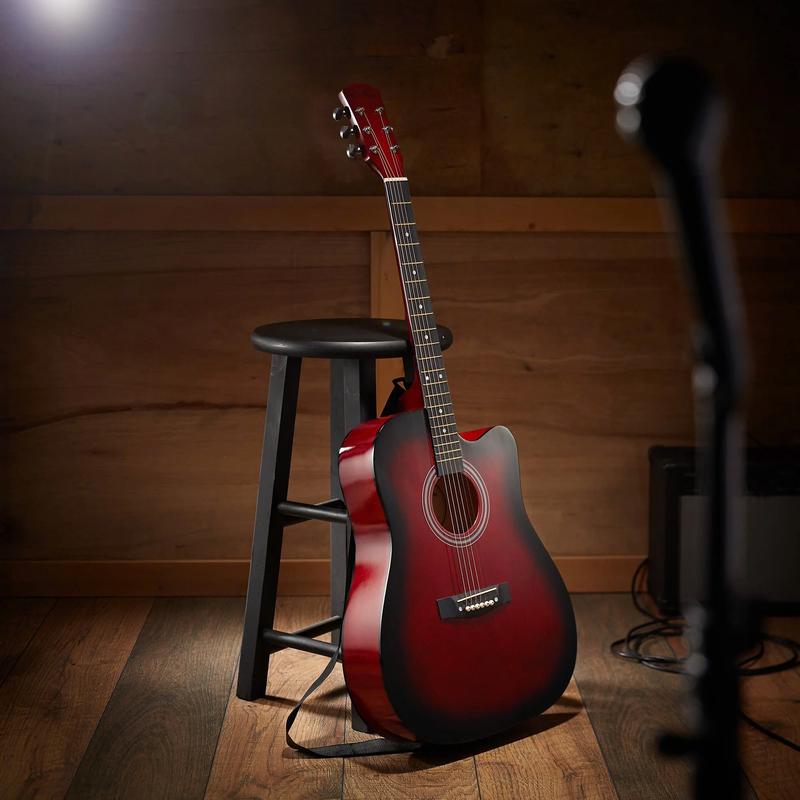 41-Inch Beginner Acoustic Guitar Starter Package, Red