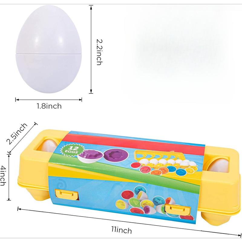 Matching Eggs Toys ,12 Pack Easter Eggs Color Shape Recognition Sorting & Stacking Learning Toys, Montessori Toys for Preschool Pre-Kindergarten Boys Girls