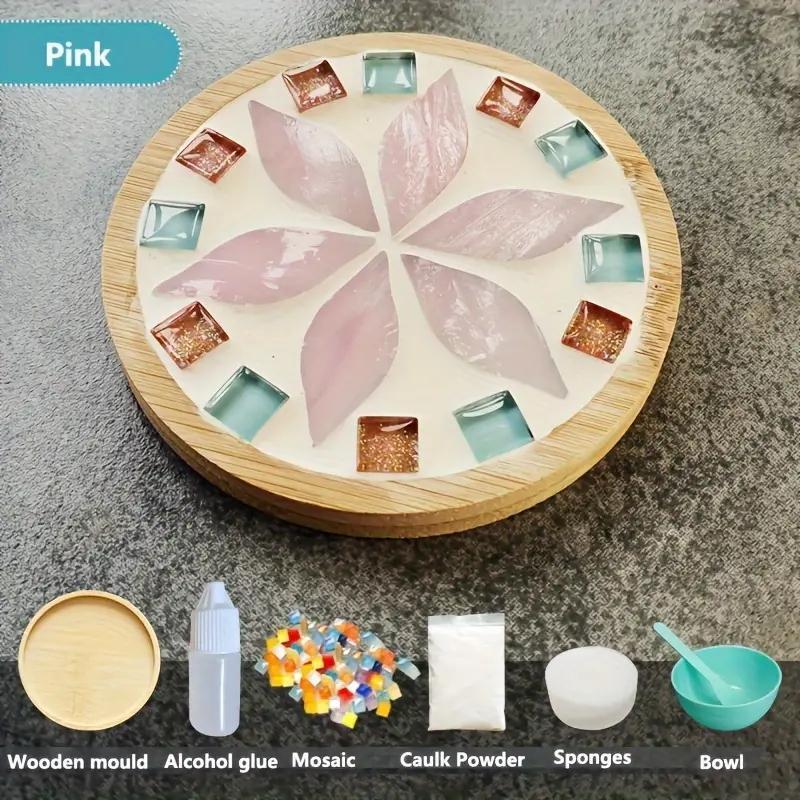 DIY Mosaic Tile Handmade Set, 1 Count Colorful Glass Cup Mat Set with Bamboo Base, Home Decoration Gift, Homemade Handicrafts, Exquisite Crafts