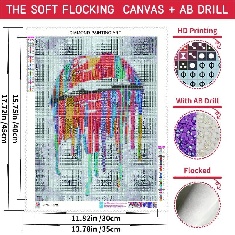 Lip Pattern DIY Diamond Art Colorful Painting without Frame, DIY 5D Diamond Art Colorful Painting Kit, Wall Art Decor for Home Living Room Bedroom