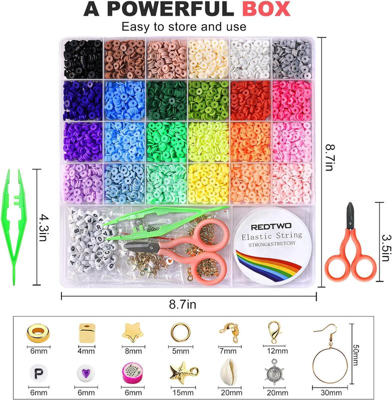 4200 Pcs Clay Beads Bracelet Making Kit, Friendship Preppy Flat Polymer Heishi Beads Jewelry Kits with Charms