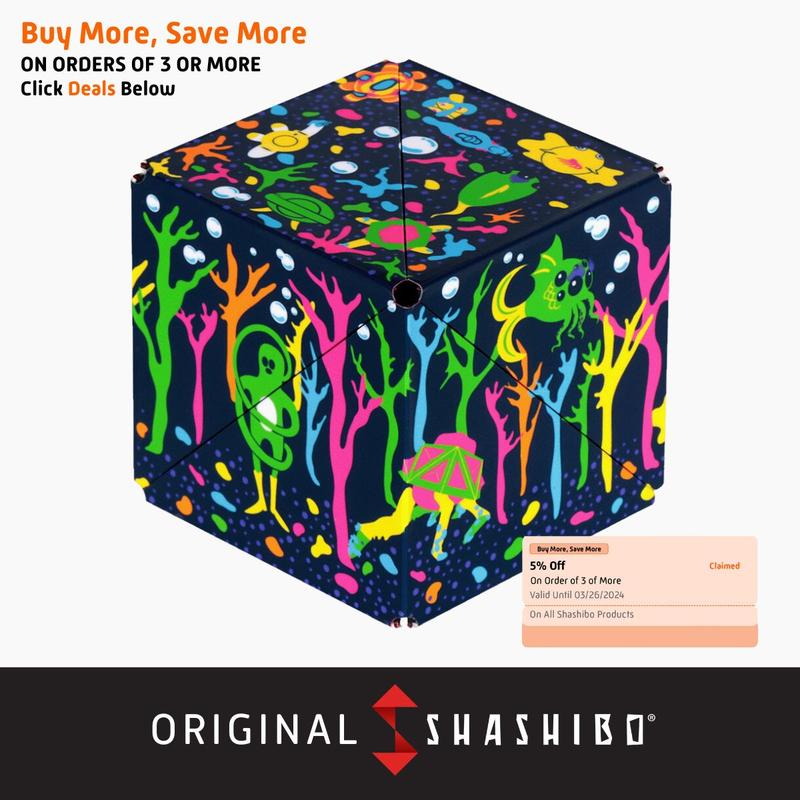 SHASHIBO Shape Shifting Box - Award-Winning, Patented Fidget Cube w  36 Rare Earth Magnets - Transforms Into Over 70 Shapes, Download Fun in Motion Toys Mobile App Meow Wolf Series