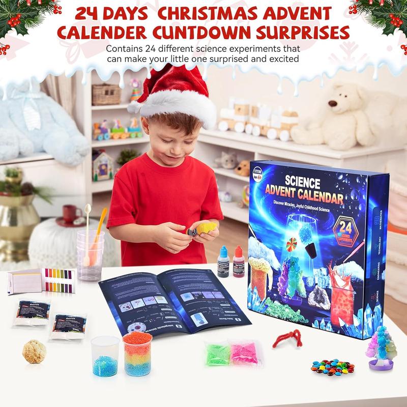 Advent Calendar Gift  2024 Boys Girls Kids, 24 Days Science Kits Christmas Countdown Calendar gift for Kids Age 4 and up