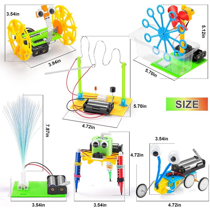 STEM Robotics Kit, 6 Set Electronic Science Experiments Projects for Kids, Learn by Playing, Boys Toys Ages 7 8 9 10 11 12 Years, DIY Engineering Robotic Building Kits for Boys