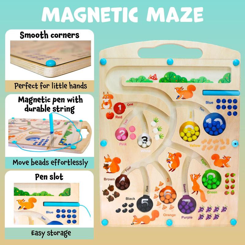 Magnetic Number and Color Maze - Montessori Toys for 3+ Year Old, Sensory Toys for Kids, Toddler Activities, Educational Toys for Boys and Girls 3 4 5 Years Old, Preschool Learning Activities