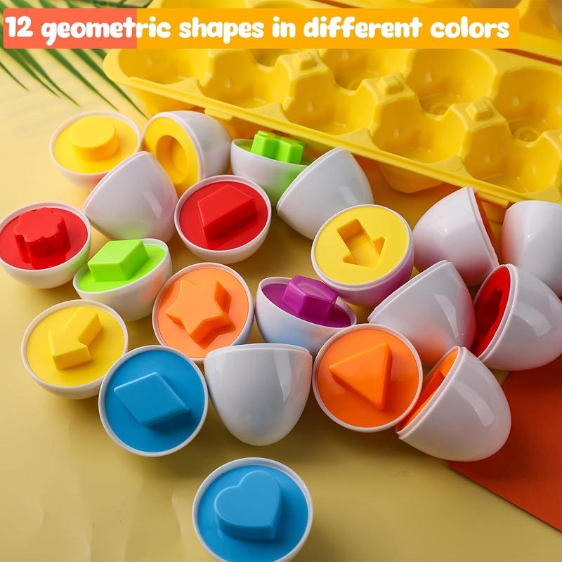 12PCS Matching Eggs Shape sorter Toy Educational Toy for Kids Easter Toy Eggs for Boys Girls