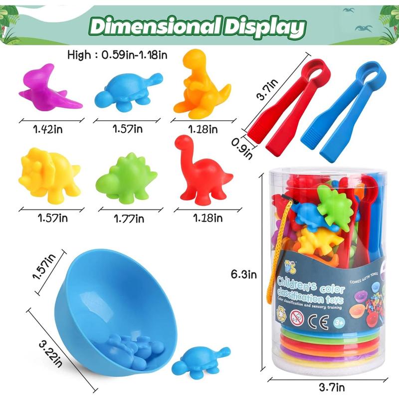 Counting Dinosaur Matching Toys With Sorting Bowls Montessori Preschool Educational Activities Learning Color Sorting Fine Motor Skills Sensory Toys Birthday Gift For 3 4 5 Year Old Boys Girls