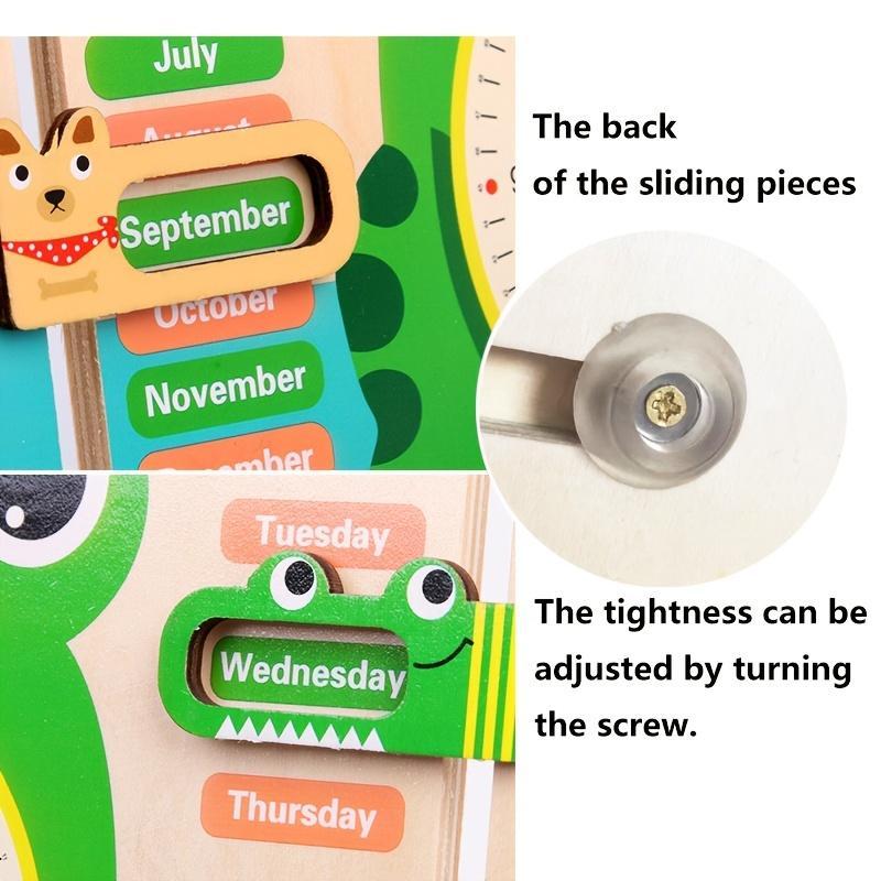 Wooden Frog Design Clock Toy, 1 Set Cute Clock Design Learning Toy, Time Learning Tools, Interesting Gifts for Learners