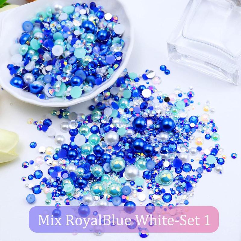 Mixed Color Faux Pearl & Rhinestone, 1200pcs box DIY Materials For Nail Art, Face Body Art Crafts, Jewelry Decoration