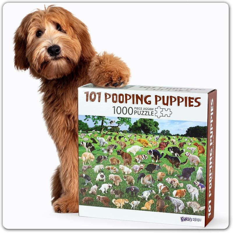 Original 101 Pooping Puppies Puzzle - Hilarious Jigsaw Puzzle - Perfect White Elephant Gag Gift - Funny Dog Pooping Puzzle for Adults and Kids! 1000 count Puzzle!